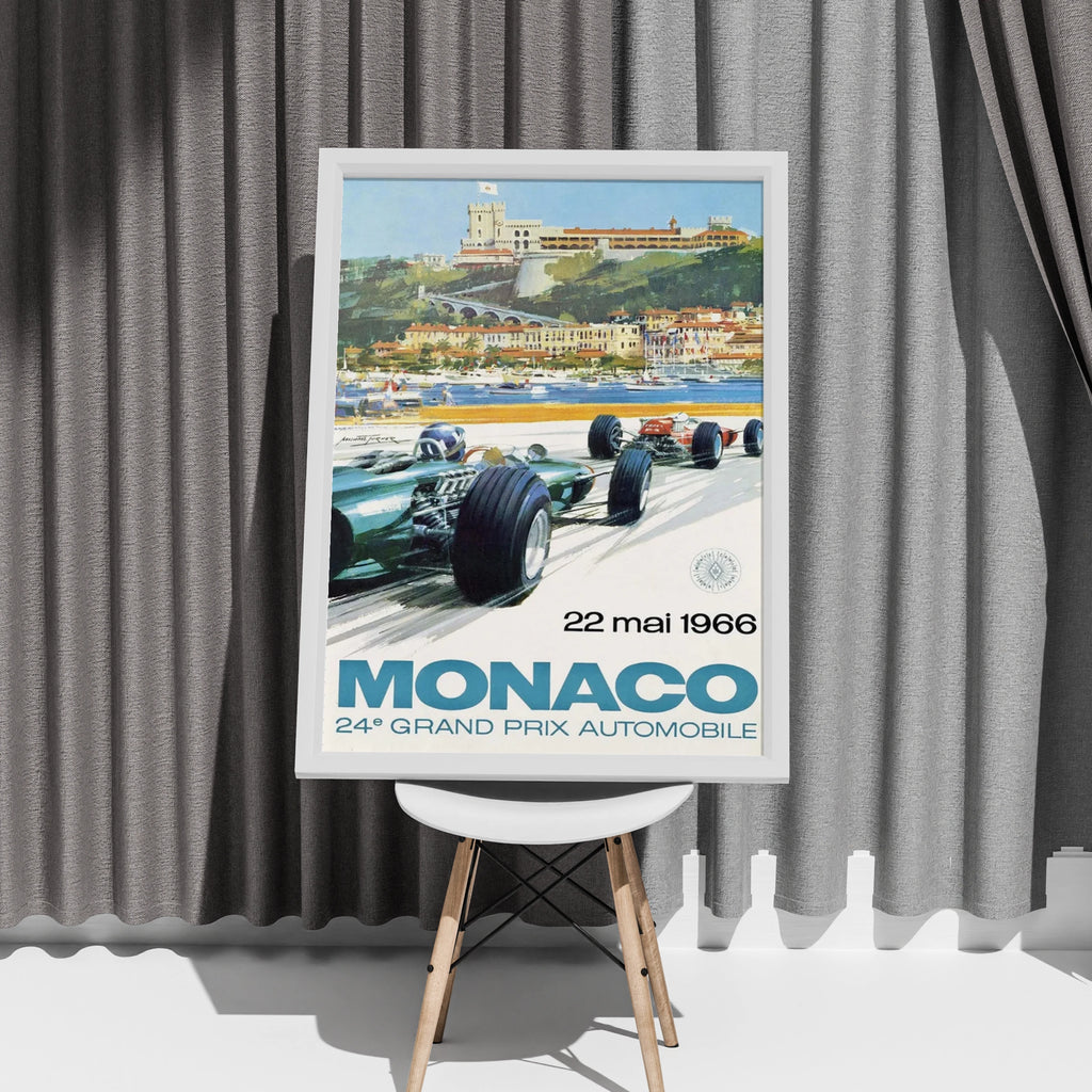 Monaco Grand Prix 1966 Vintage Racing Poster, F1 Art Print, Classic Car Wall Art