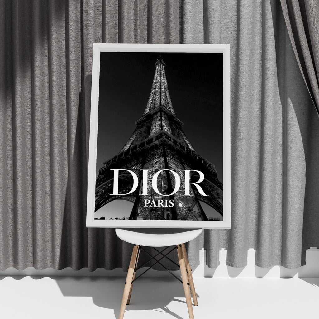 Paris Eiffel Tower Black White Poster, Luxury Fashion Wall Art, Chic Decor