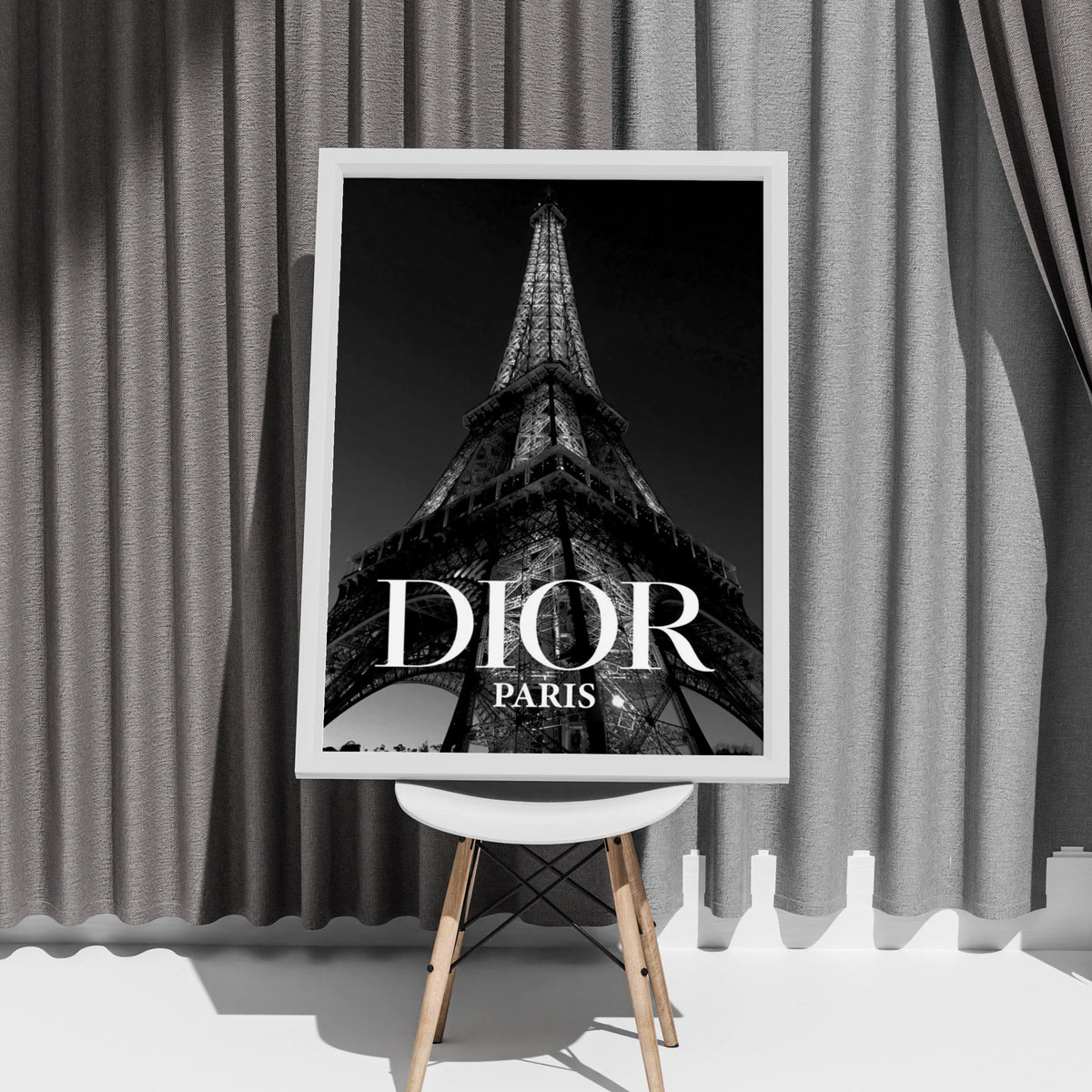 Paris Eiffel Tower Black White Poster, Luxury Fashion Wall Art, Chic Decor