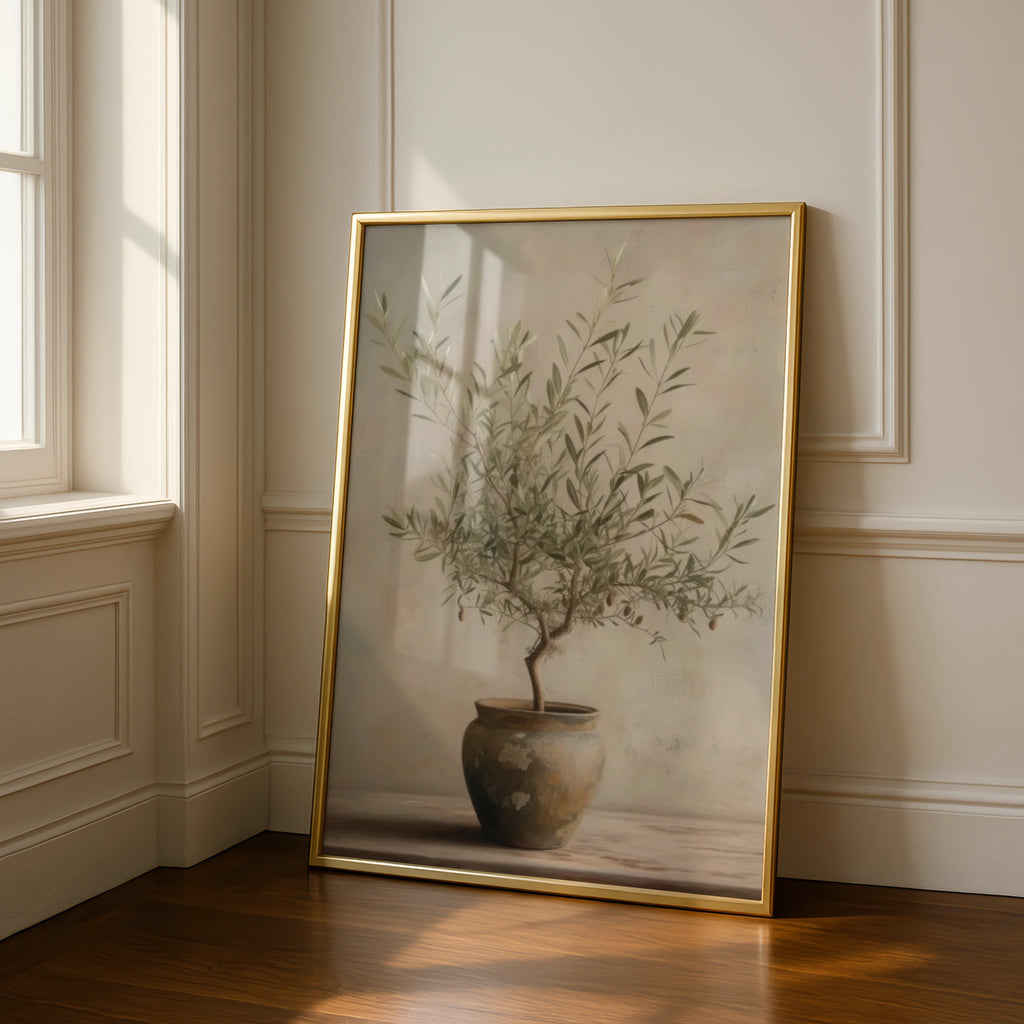 Olive Tree Art Print, Botanical Wall Art, Neutral Earthy Tones, Rustic Plant Poster