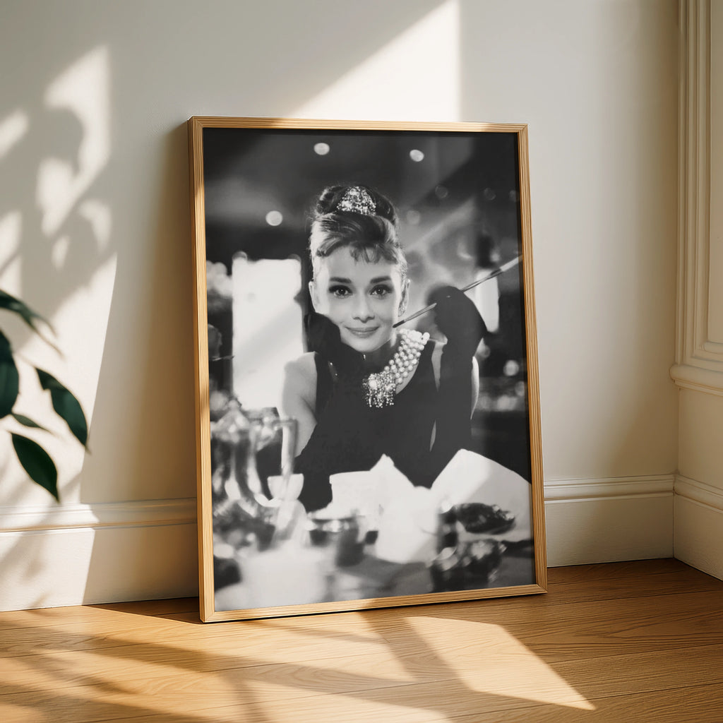 Audrey Hepburn Black White Photo Poster, Classic Hollywood Glamour, Vintage Cinema Wall Art