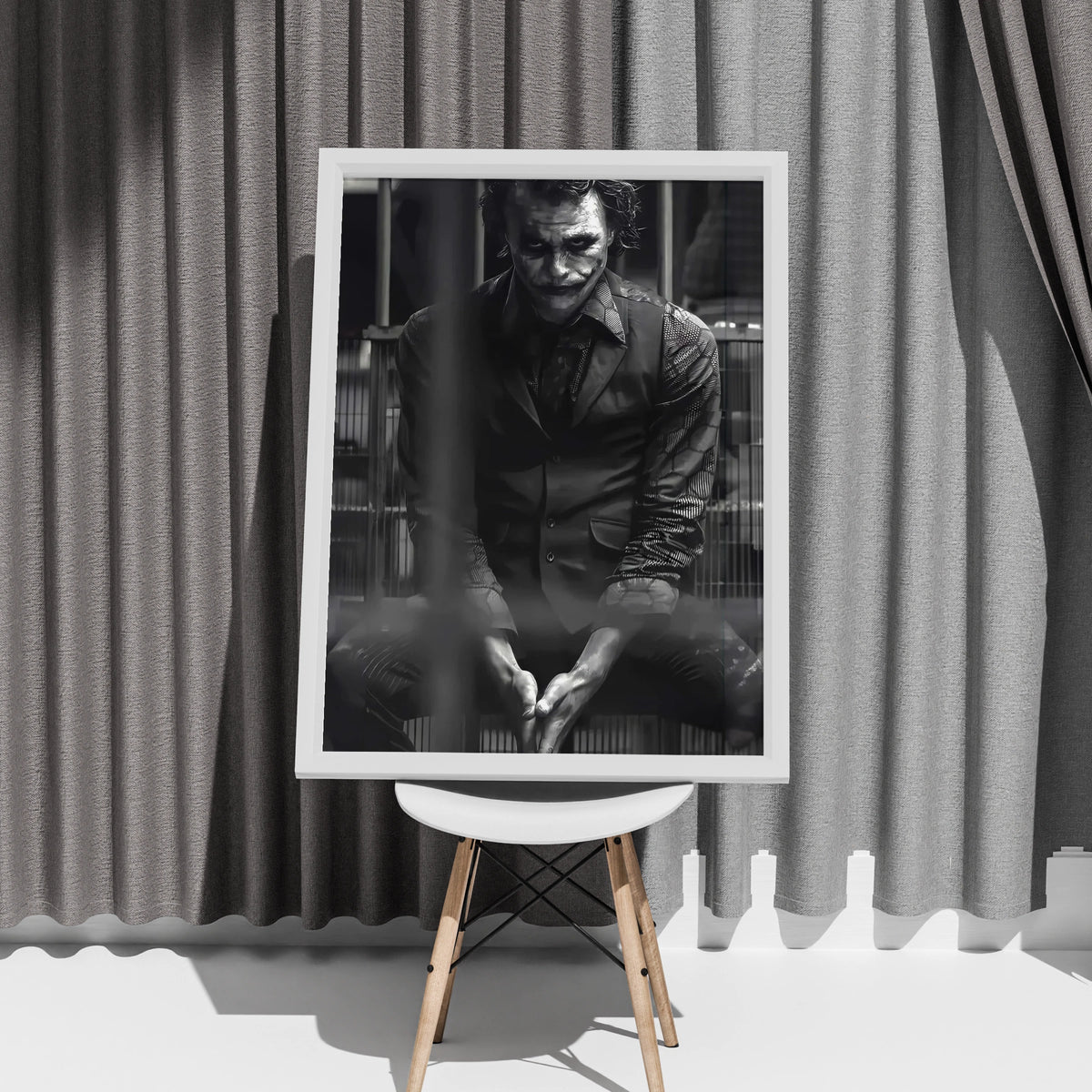 Joker Black and White Art Print, Dark Villain Poster, Gothic Wall Art, Comic Decor