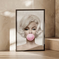 Marilyn Monroe Pink Bubble Gum Pop Art Print, Retro Hollywood Glam Wall Art Poster
