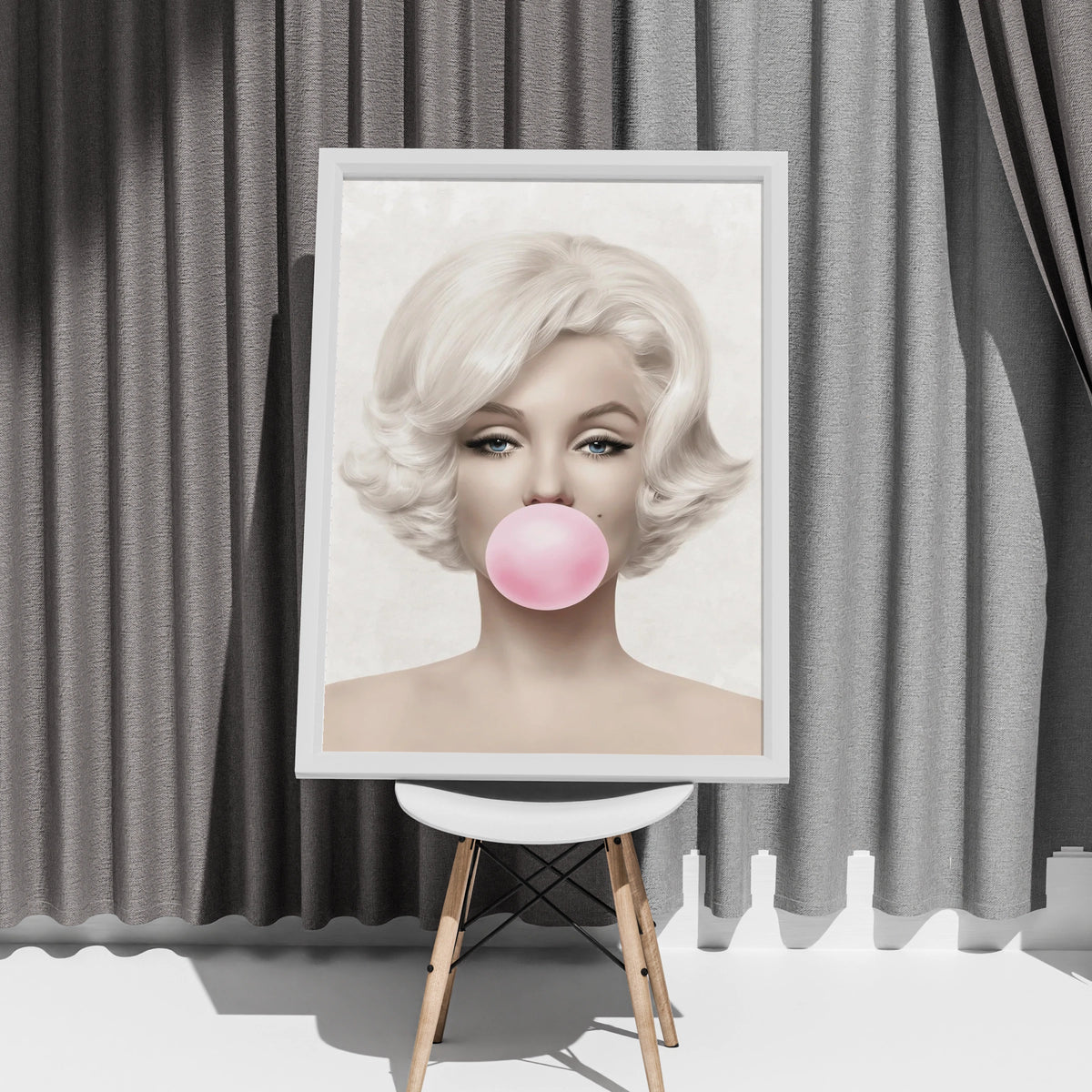 Marilyn Monroe Pink Bubble Gum Pop Art Print, Retro Hollywood Glam Wall Art Poster