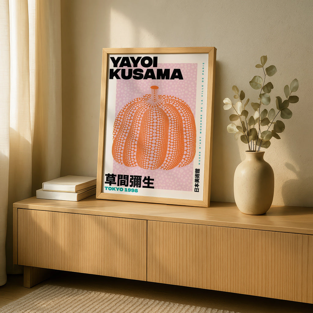 Yayoi Kusama Pumpkin Poster, Tokyo 1998 Exhibition Print, Orange Dot Wall Art