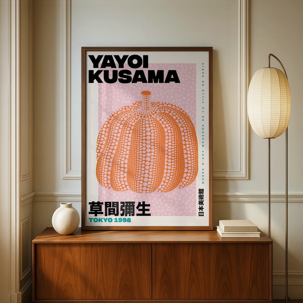 Yayoi Kusama Pumpkin Poster, Tokyo 1998 Exhibition Print, Orange Dot Wall Art