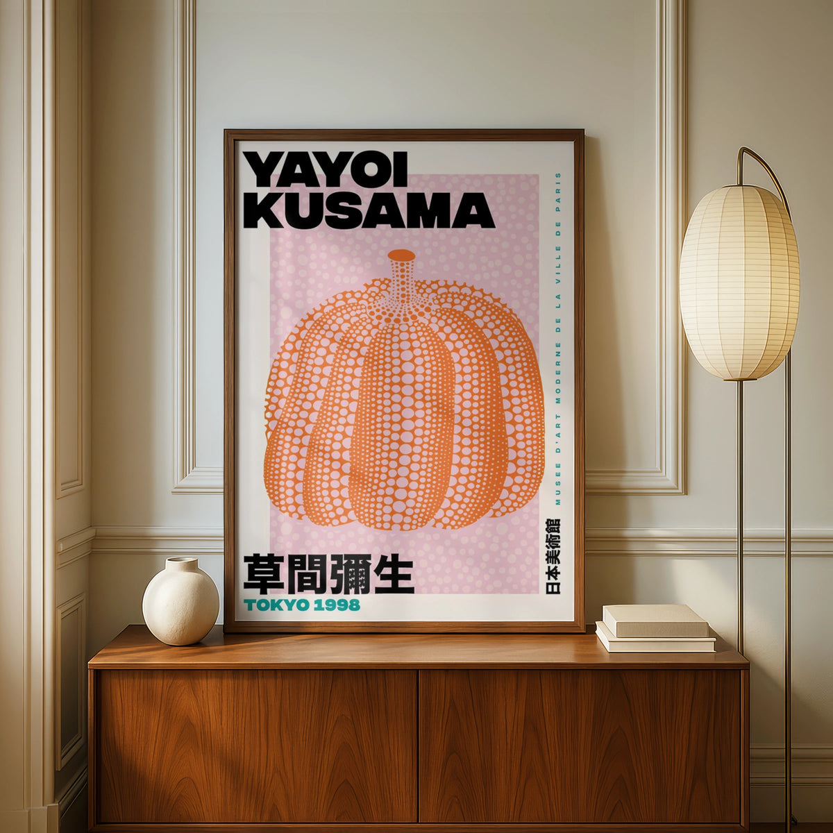 Yayoi Kusama Pumpkin Poster, Tokyo 1998 Exhibition Print, Orange Dot Wall Art