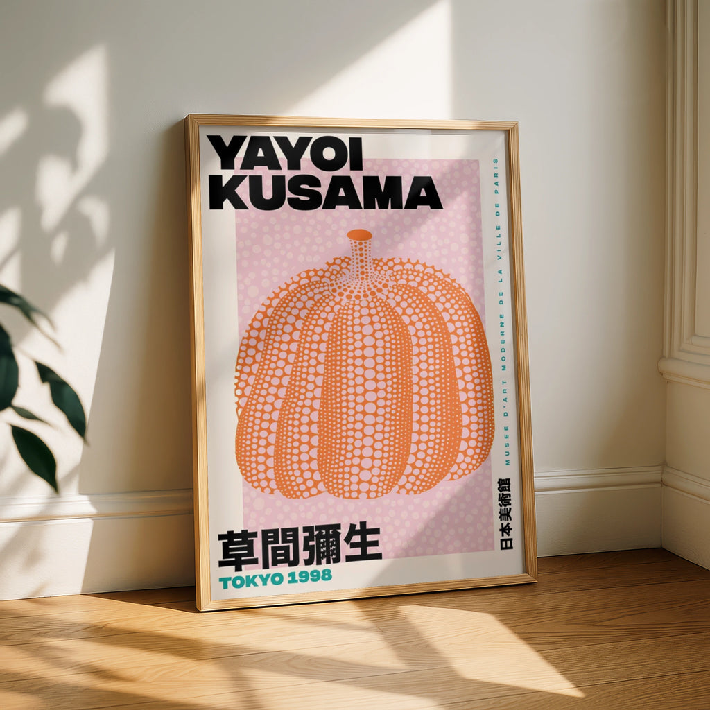 Yayoi Kusama Pumpkin Poster, Tokyo 1998 Exhibition Print, Orange Dot Wall Art