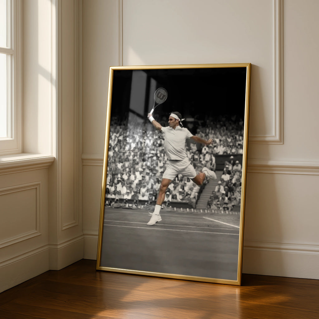 Roger Federer Tennis Poster, Black White Sports Wall Art, Wimbledon Print, Gift