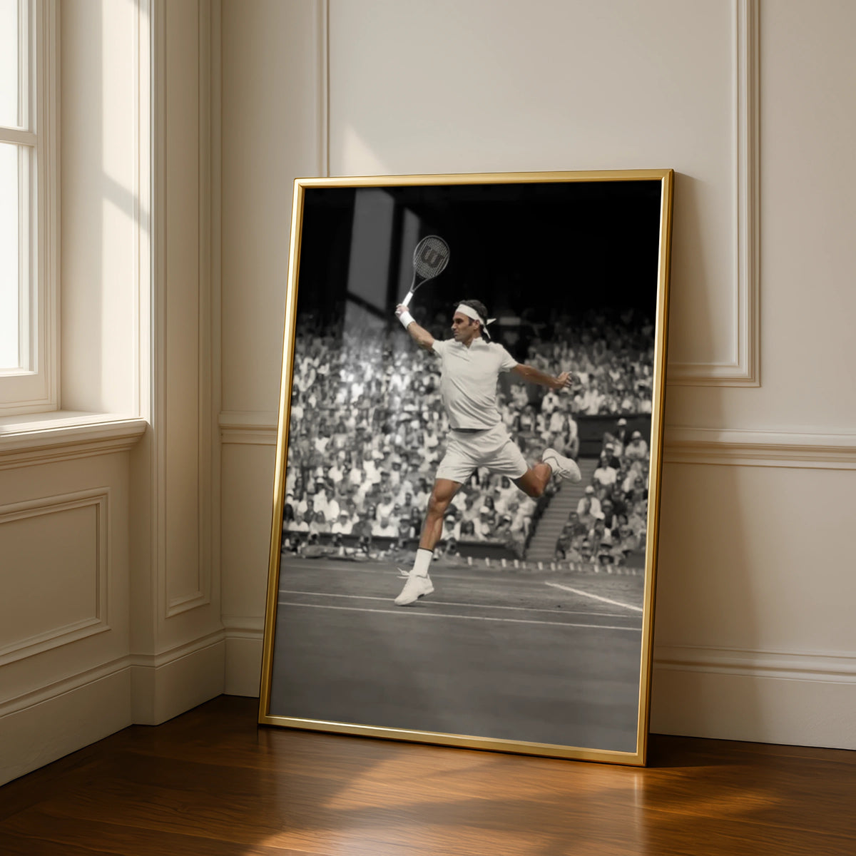 Roger Federer Tennis Poster, Black White Sports Wall Art, Wimbledon Print, Gift