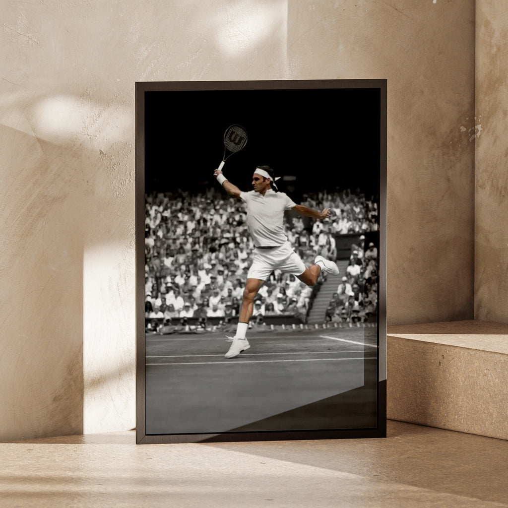 Roger Federer Tennis Poster, Black White Sports Wall Art, Wimbledon Print, Gift