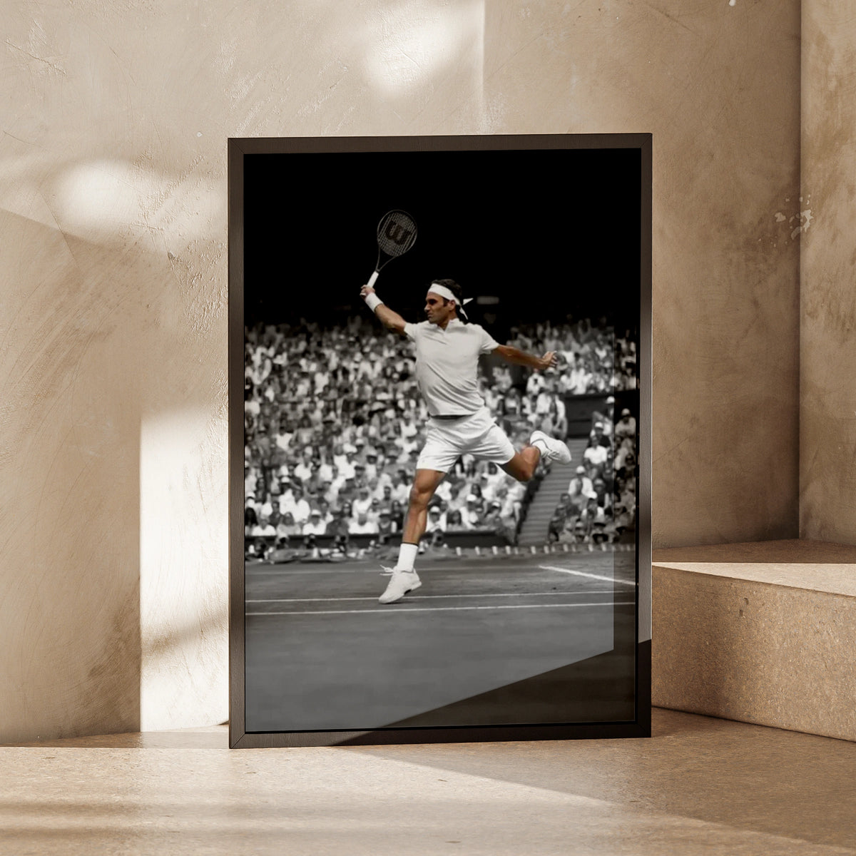 Roger Federer Tennis Poster, Black White Sports Wall Art, Wimbledon Print, Gift
