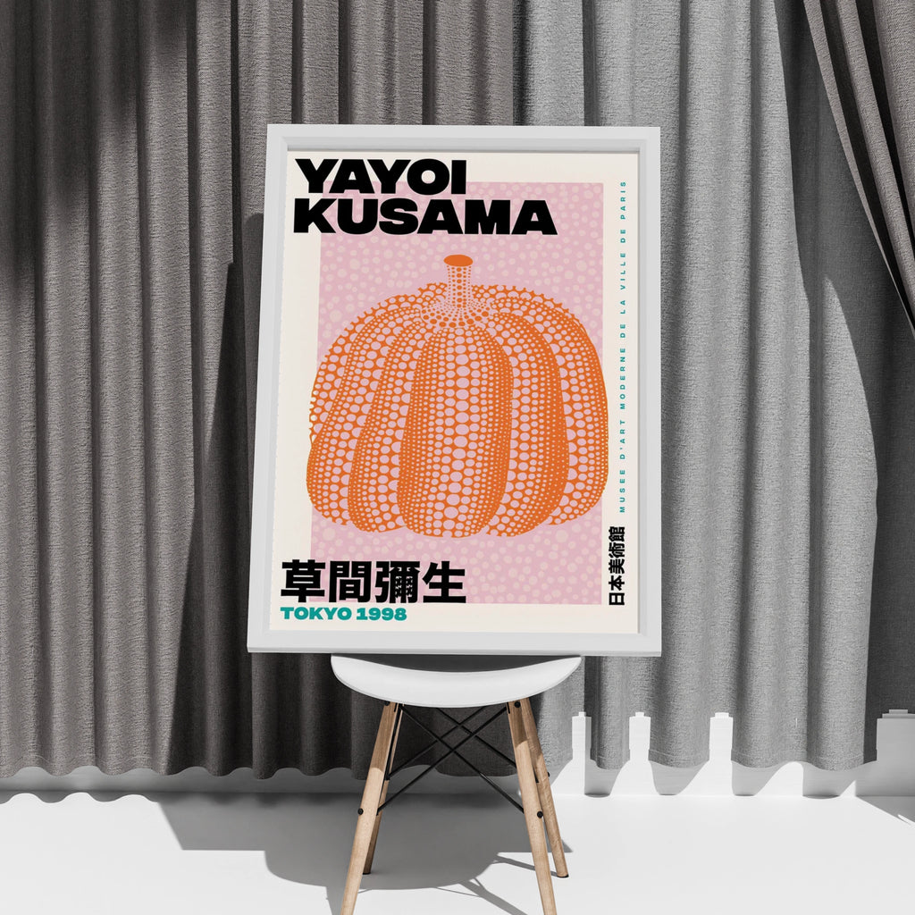 Yayoi Kusama Pumpkin Poster, Tokyo 1998 Exhibition Print, Orange Dot Wall Art