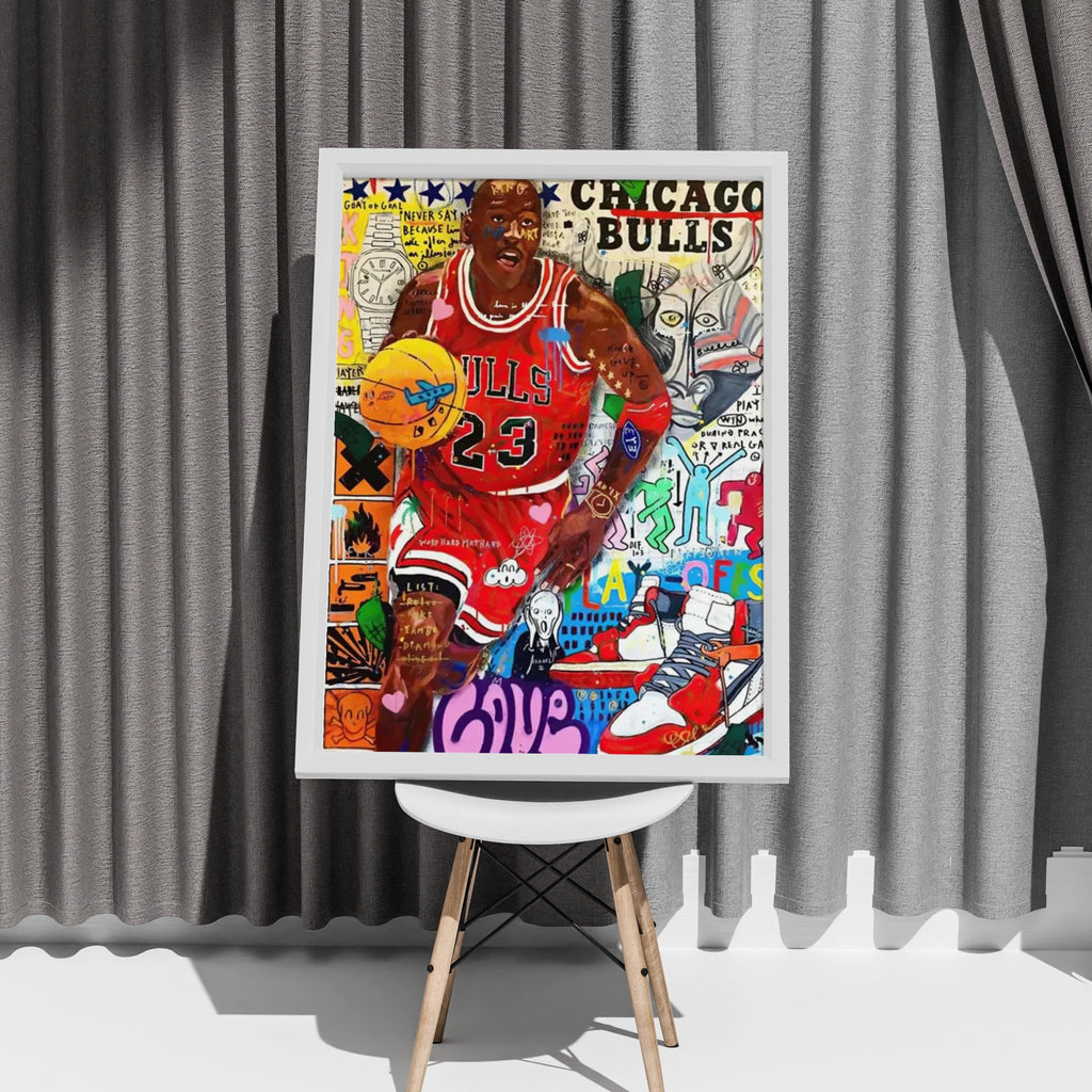 Michael Jordan Chicago Bulls 23 Pop Art Poster, Basketball Street Art Print