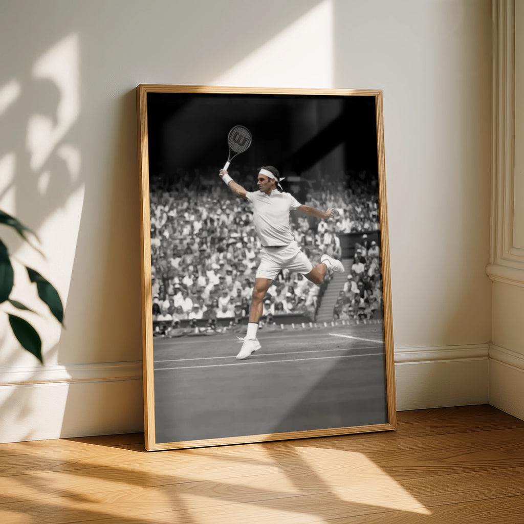 Roger Federer Tennis Poster, Black White Sports Wall Art, Wimbledon Print, Gift