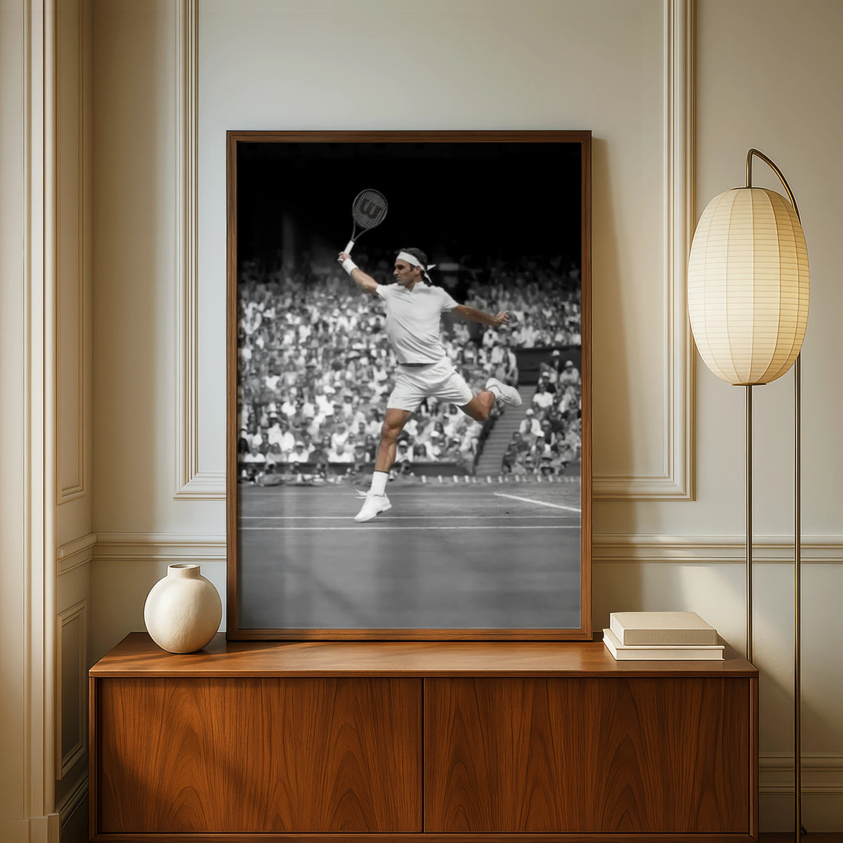 Roger Federer Tennis Poster, Black White Sports Wall Art, Wimbledon Print, Gift