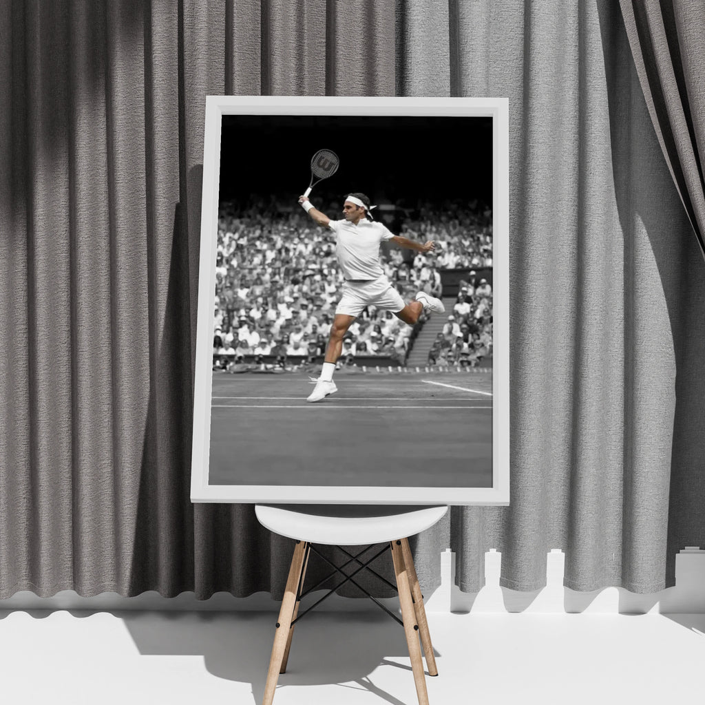 Roger Federer Tennis Poster, Black White Sports Wall Art, Wimbledon Print, Gift