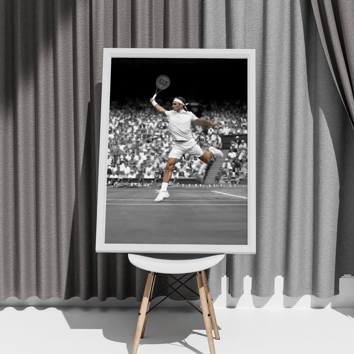 Roger Federer Tennis Poster, Black White Sports Wall Art, Wimbledon Print, Gift