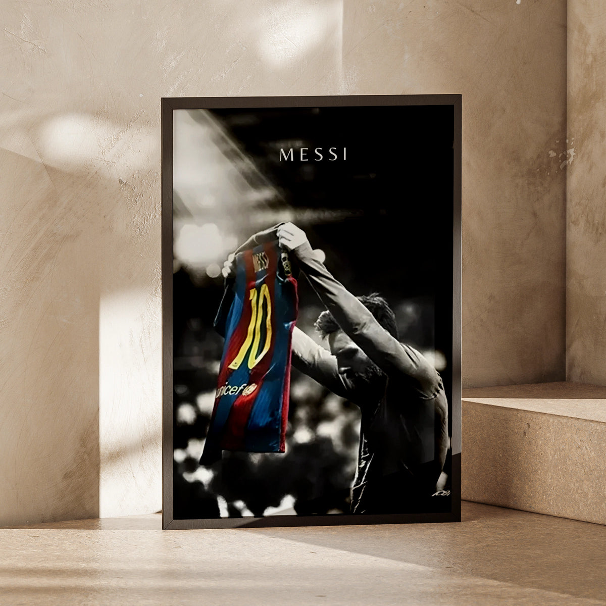 Messi Number 10 Football Poster, Soccer Legend Wall Art, Black White Print