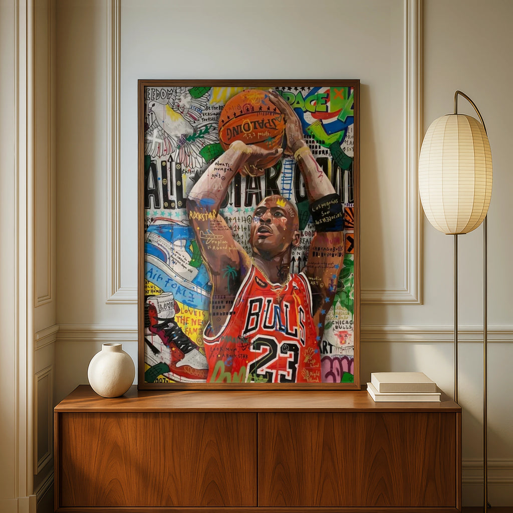 Michael Jordan Pop Art Poster, Chicago Bulls 23 Basketball Wall Art, Graffiti Print