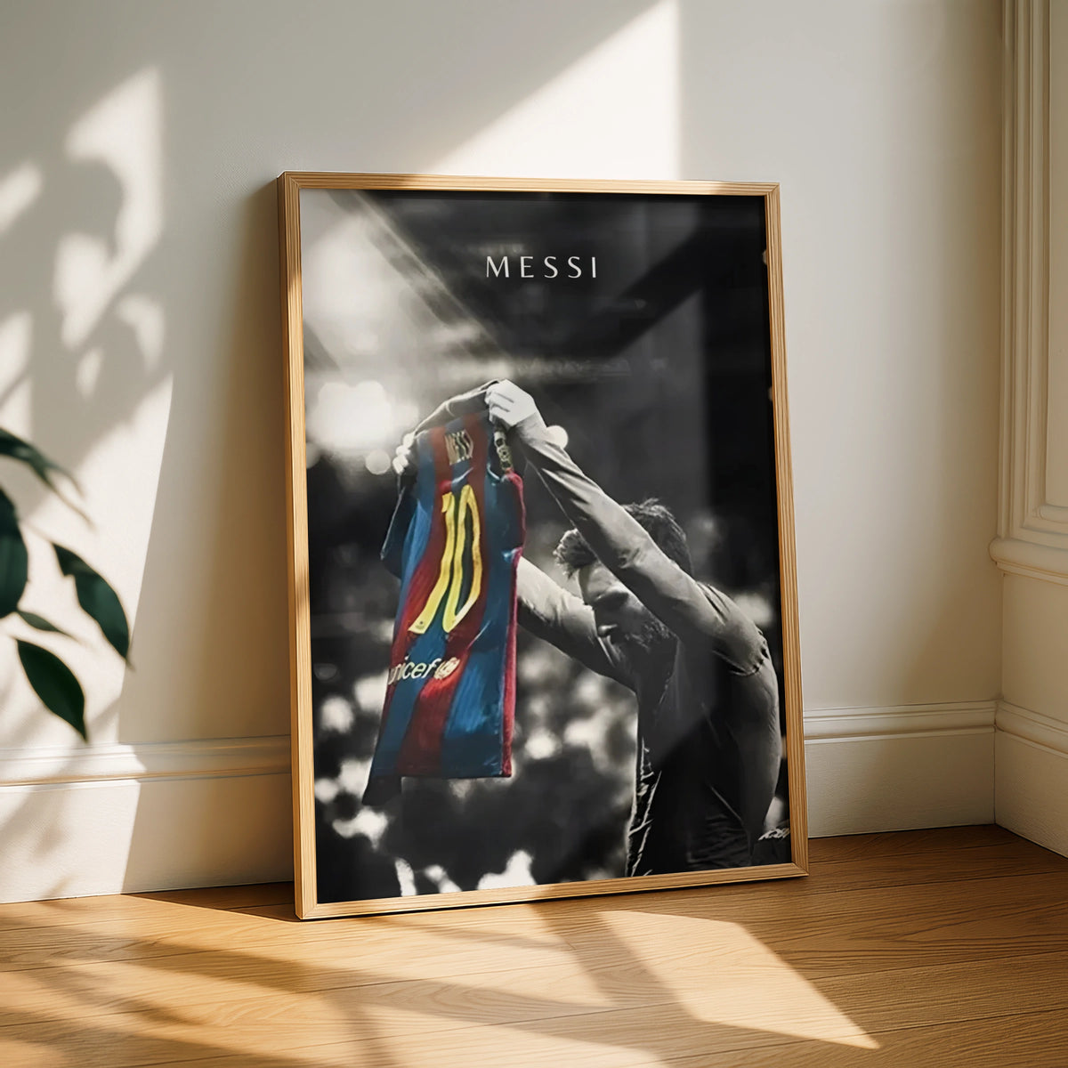 Messi Number 10 Football Poster, Soccer Legend Wall Art, Black White Print