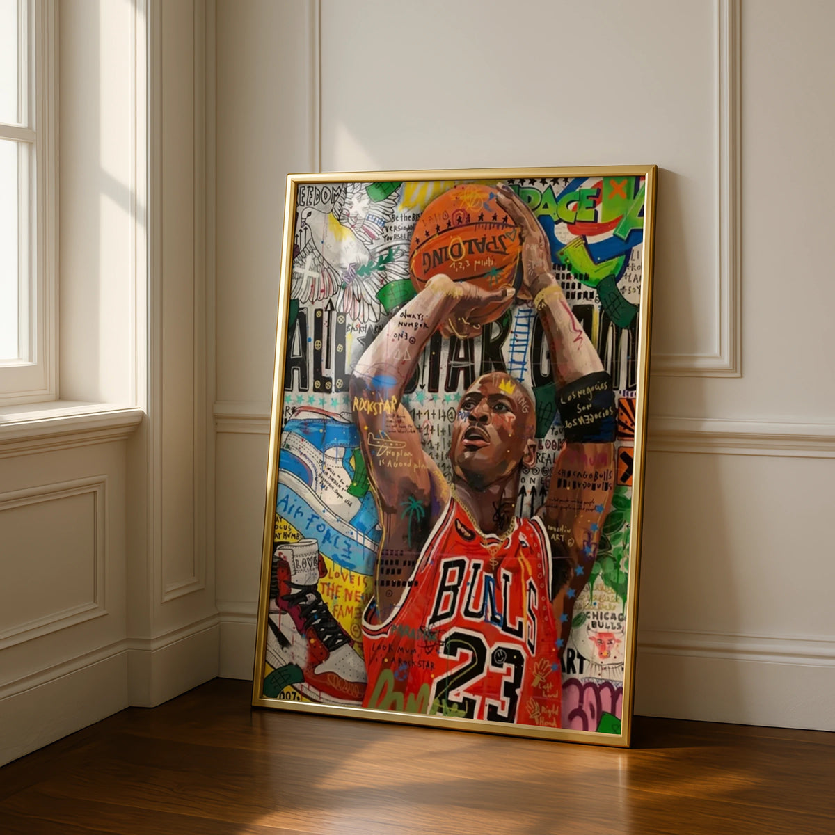Michael Jordan Pop Art Poster, Chicago Bulls 23 Basketball Wall Art, Graffiti Print