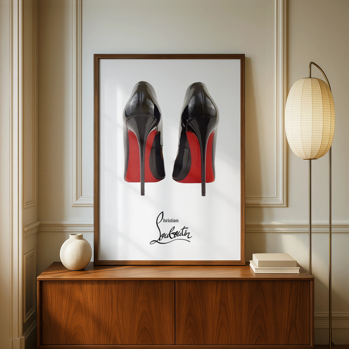 Louboutin Heels Poster, Red Sole Stiletto Print, Black Heel Wall Art, Fashion Print