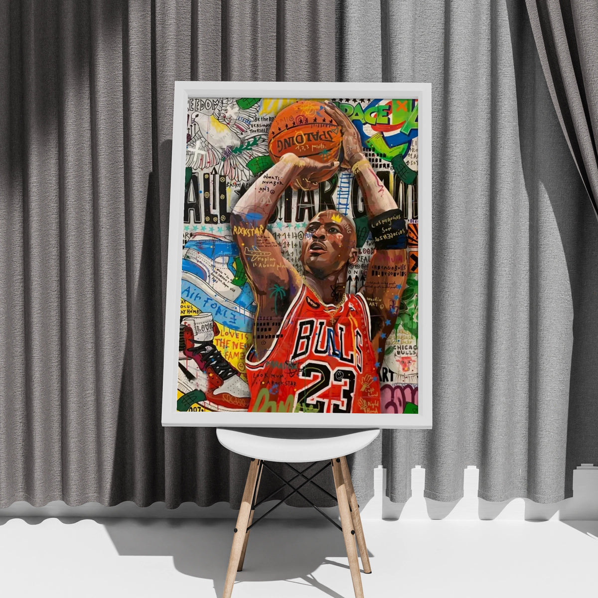 Michael Jordan Pop Art Poster, Chicago Bulls 23 Basketball Wall Art, Graffiti Print