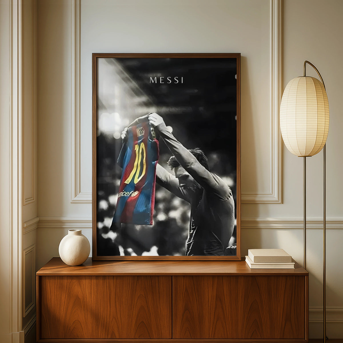 Messi Number 10 Football Poster, Soccer Legend Wall Art, Black White Print