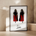 Louboutin Heels Poster, Red Sole Stiletto Print, Black Heel Wall Art, Fashion Print