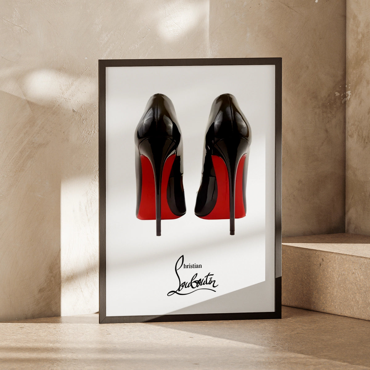 Louboutin Heels Poster, Red Sole Stiletto Print, Black Heel Wall Art, Fashion Print