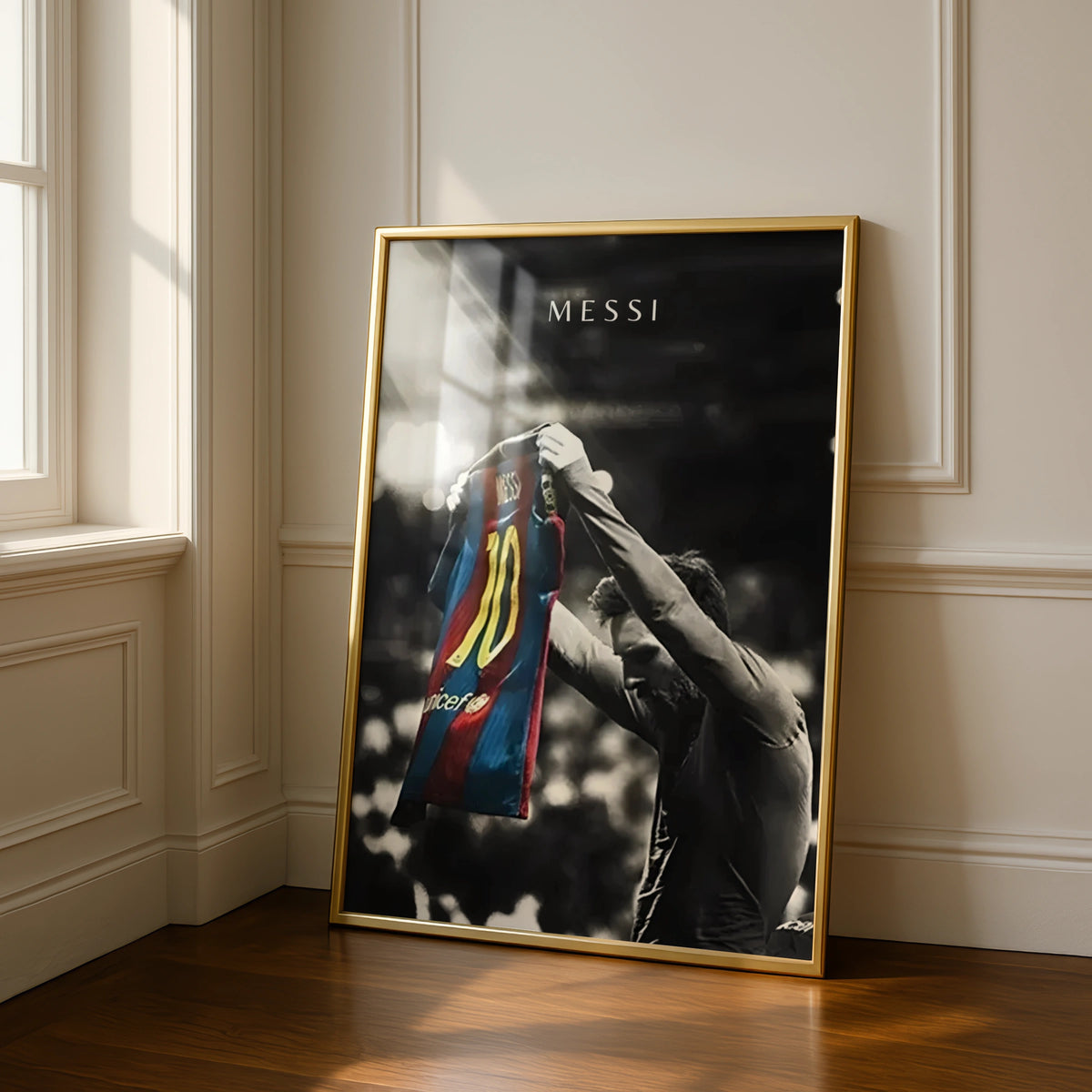 Messi Number 10 Football Poster, Soccer Legend Wall Art, Black White Print