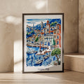Portofino Italy Print, Italian Riviera Wall Art, Colourful Harbour Poster, Travel