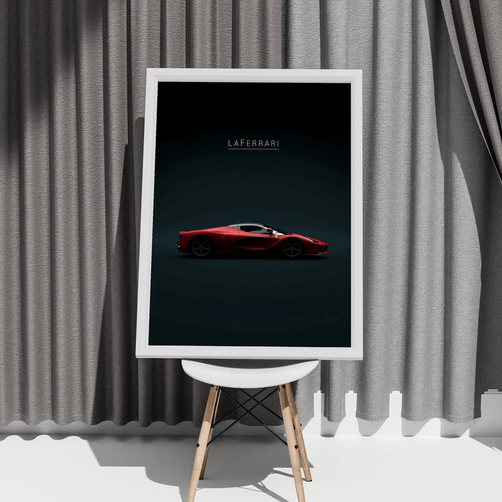 LaFerrari Supercar Poster, Red Ferrari Wall Art, Dark Moody Car Print, Garage Decor