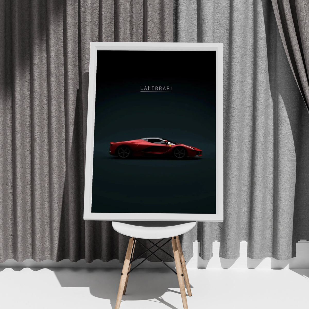 LaFerrari Supercar Poster, Red Ferrari Wall Art, Dark Moody Car Print, Garage Decor