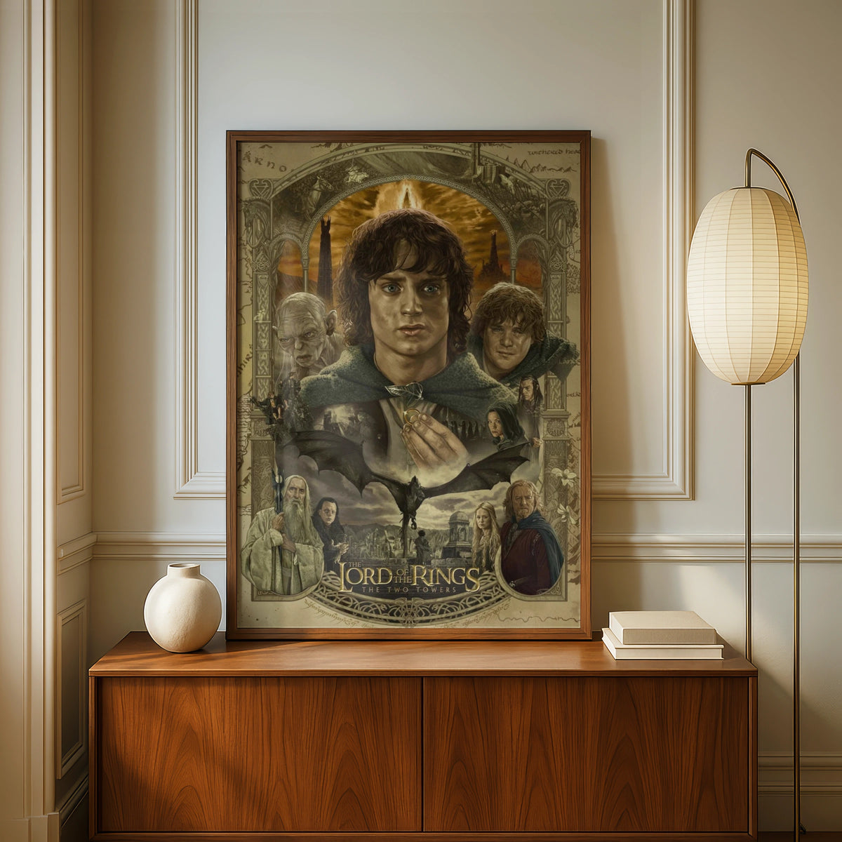 Lord of the Rings Two Towers Poster, LOTR Fantasy Wall Art, Frodo Hobbit Print