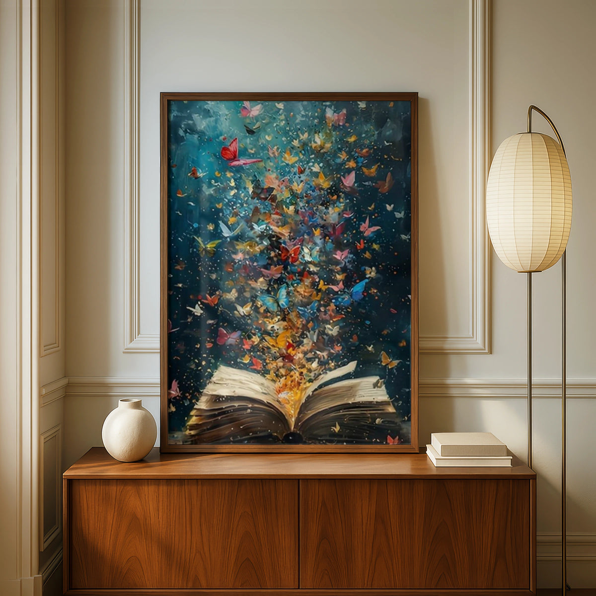 Butterflies Flying from Book Art Print, Magic of Reading Poster, Colourful Library Wall Art