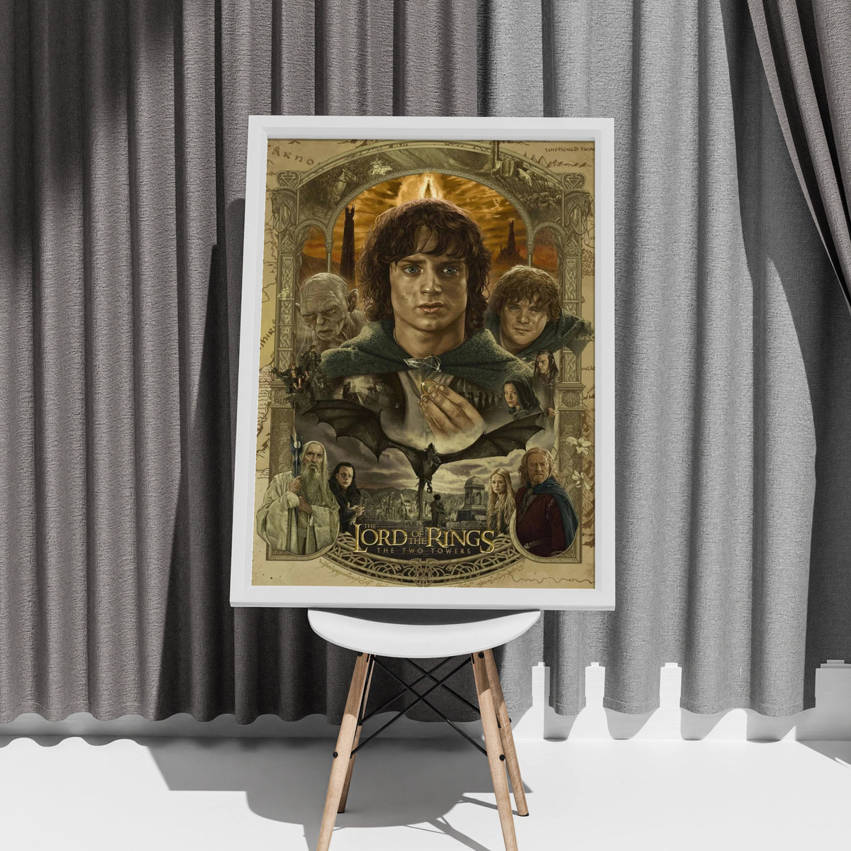 Lord of the Rings Two Towers Poster, LOTR Fantasy Wall Art, Frodo Hobbit Print