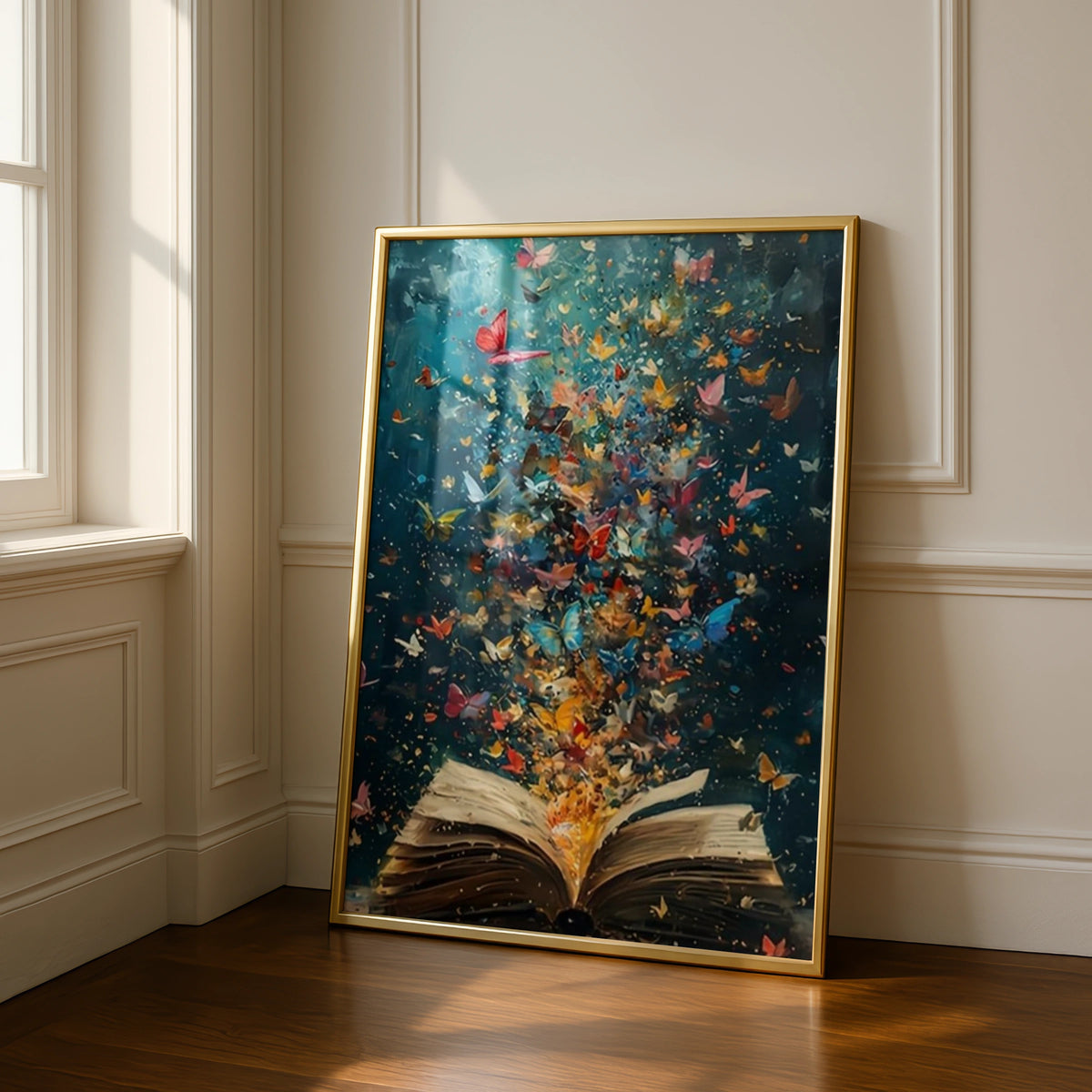 Butterflies Flying from Book Art Print, Magic of Reading Poster, Colourful Library Wall Art