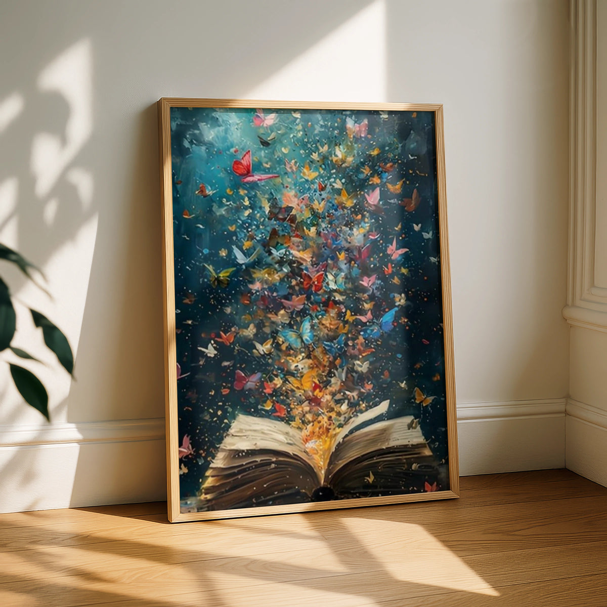 Butterflies Flying from Book Art Print, Magic of Reading Poster, Colourful Library Wall Art