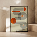 Bauhaus 1923 Poster, Geometric Abstract Wall Art, Orange Retro Print, Mid Century Modern Decor
