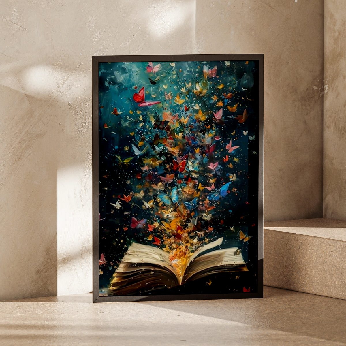 Butterflies Flying from Book Art Print, Magic of Reading Poster, Colourful Library Wall Art