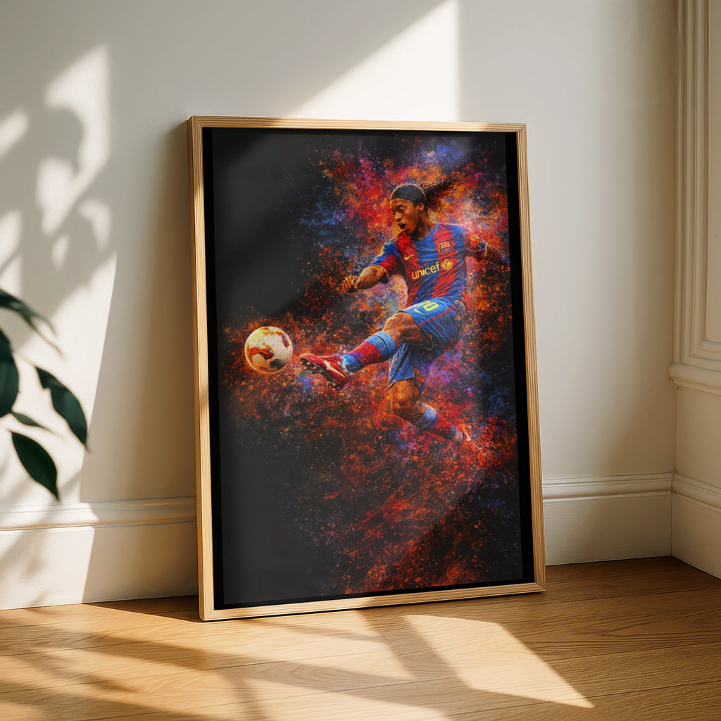 Ronaldinho Soccer Poster, Football Wall Art Print, Colourful Sports Decor Gift