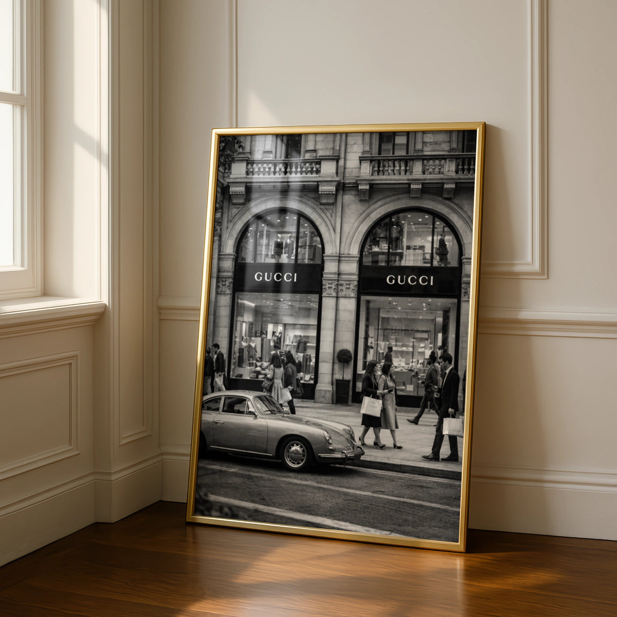 Luxury Fashion Street Photography Print, Designer Boutique Wall Art, Black White Poster