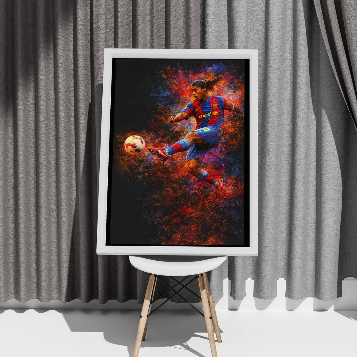 Ronaldinho Soccer Poster, Football Wall Art Print, Colourful Sports Decor Gift
