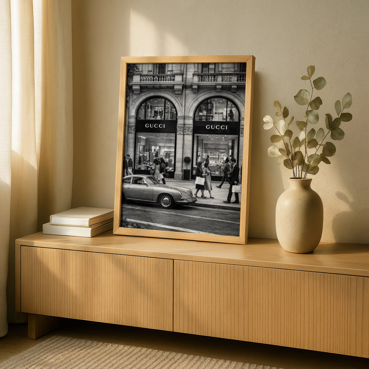 Luxury Fashion Street Photography Print, Designer Boutique Wall Art, Black White Poster