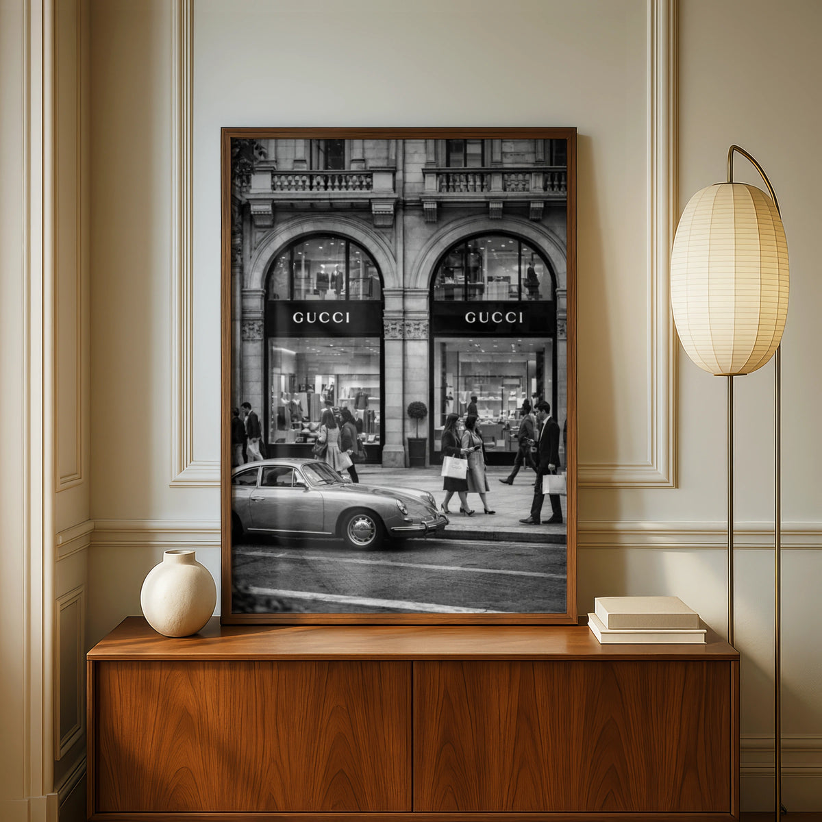 Luxury Fashion Street Photography Print, Designer Boutique Wall Art, Black White Poster