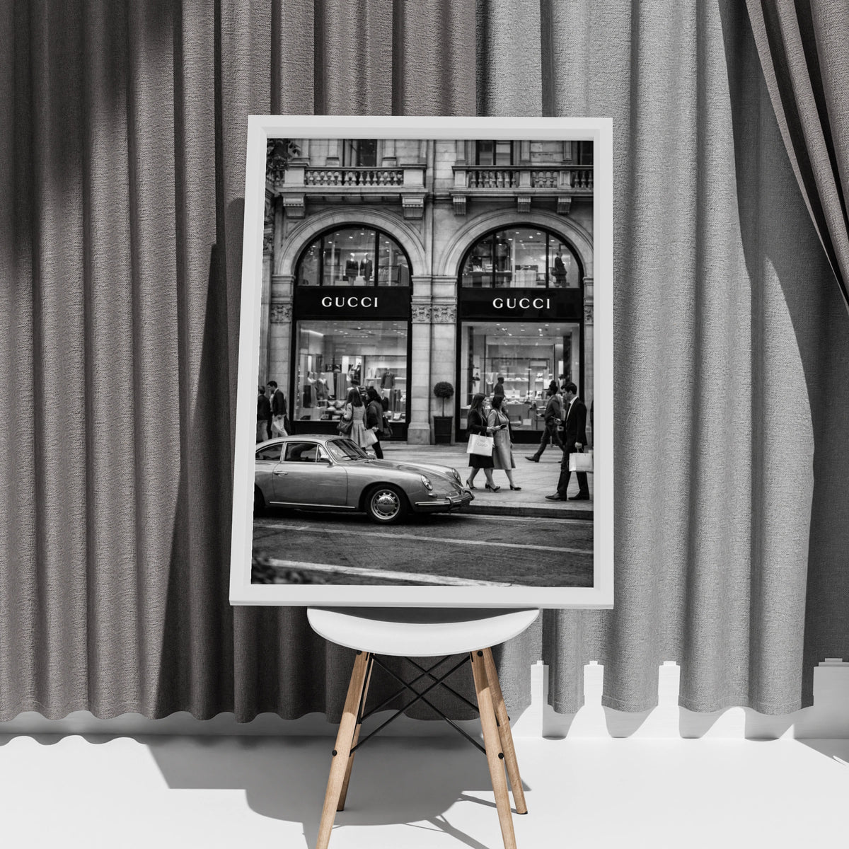 Luxury Fashion Street Photography Print, Designer Boutique Wall Art, Black White Poster