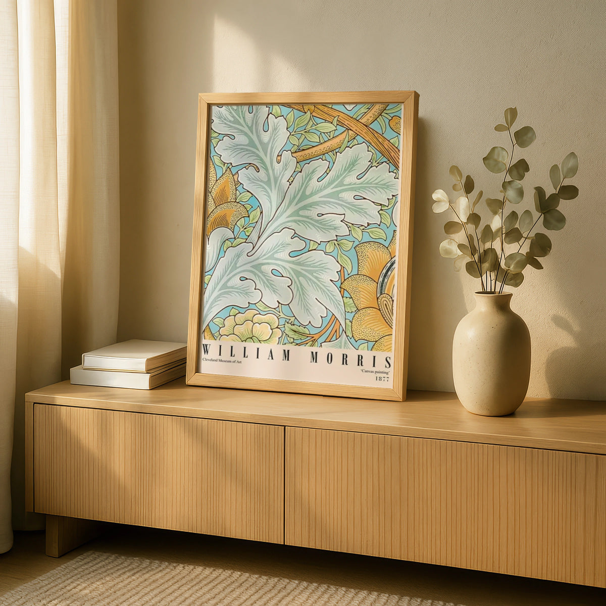 William Morris Botanical Art Print, Floral Canvas Painting, Vintage Wall Decor, Nature Illustration