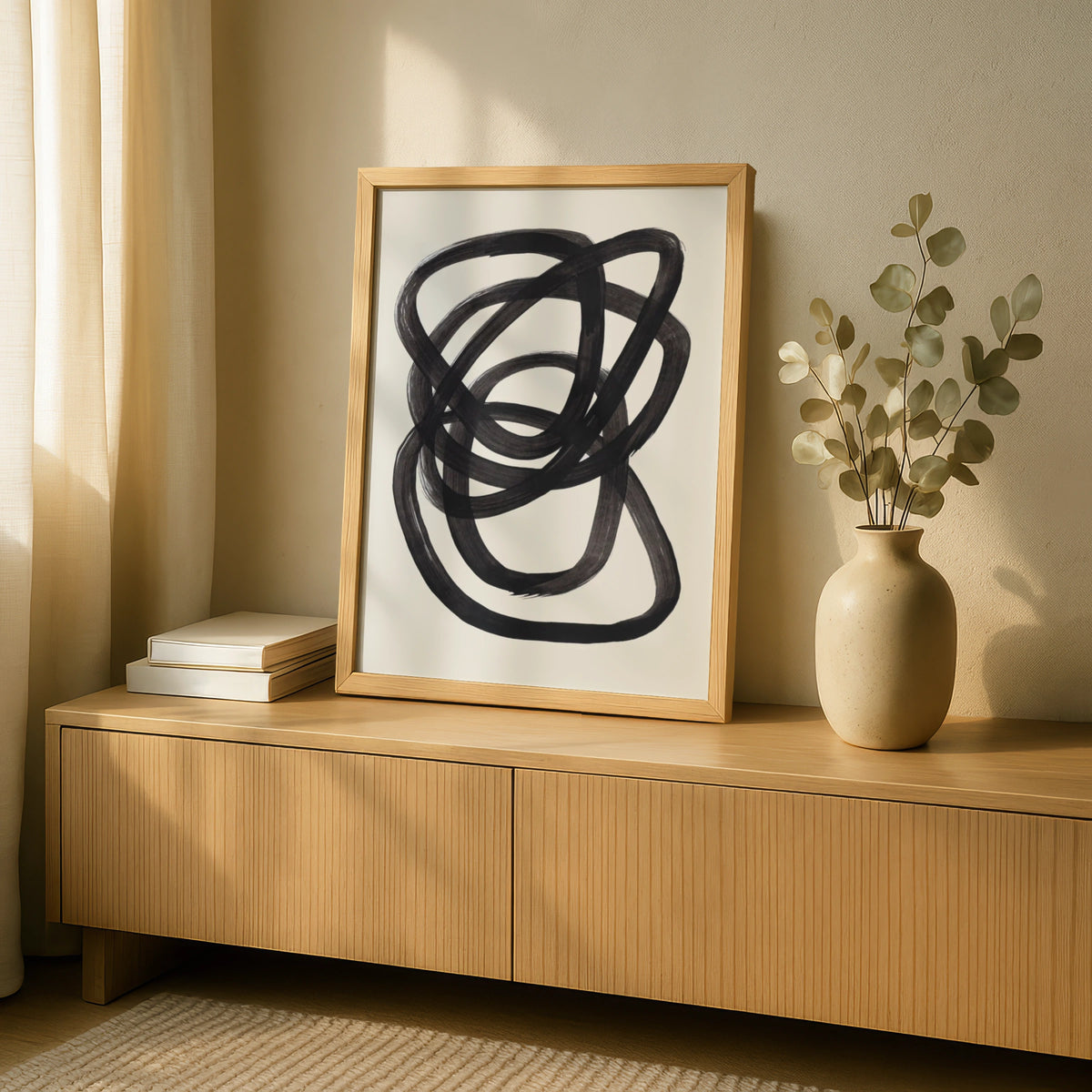 Abstract Black Line Art Print, Minimalist Wall Decor, Modern Home Aesthetic, Unframed Poster